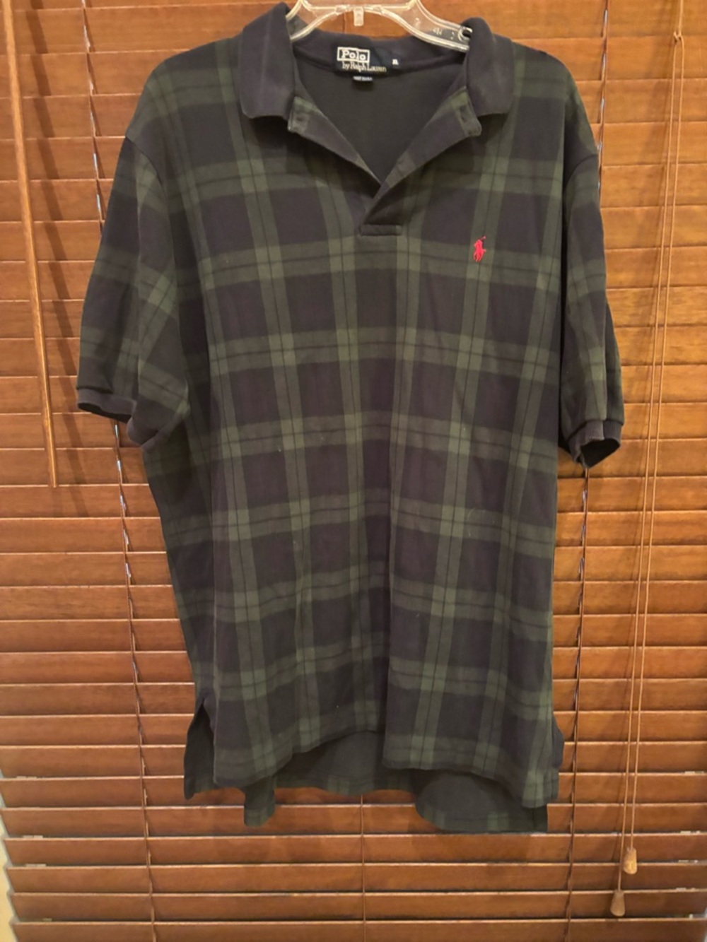 Vintage Ralph Lauren Navy and Green Plaid Polo Shirt
